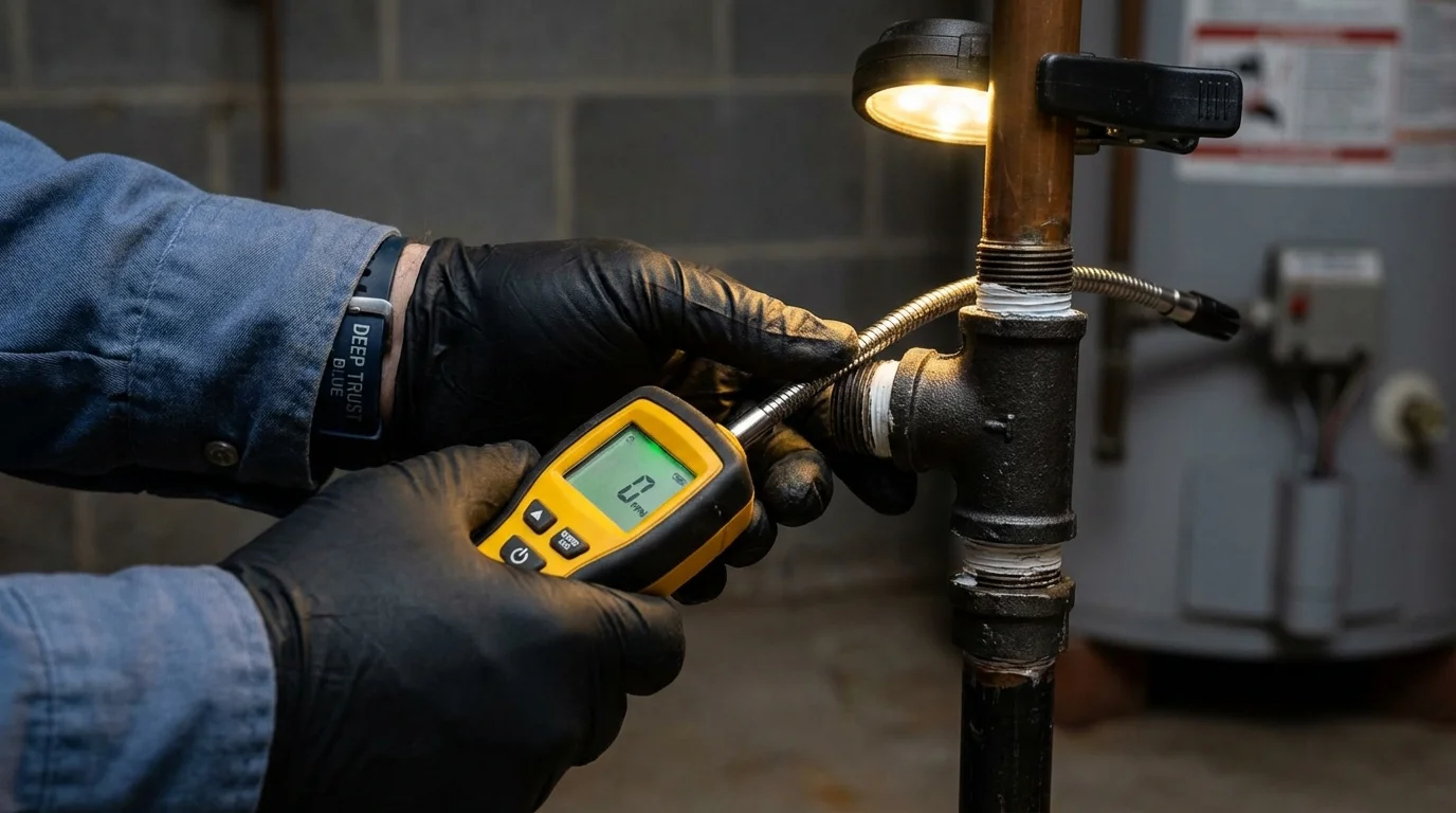 Gas leak detection with electronic sniffer by Johns Plumbing LLC in Warrior